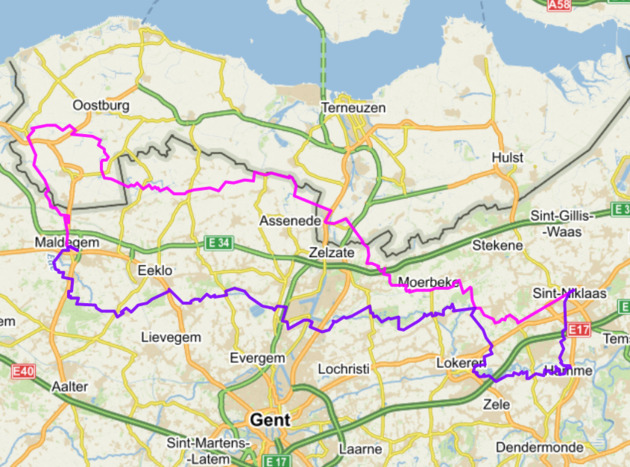 Fietsroute Sint-Niklaas - Maldegem - Sint-Niklaas