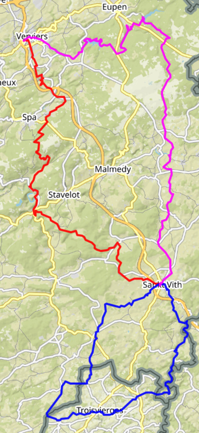 Fietsroute kaart Hoge Venen en Oostkantons