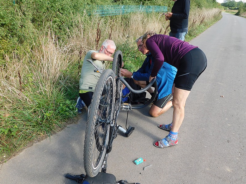 fietsend onderweg